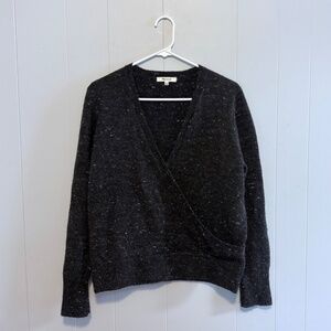 Madewell Charcoal Gray Wrap-Front Pullover Sweater Size Large